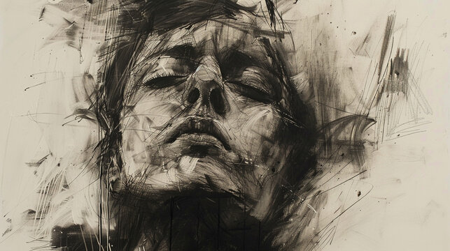 Expressive charcoal sketches convey emotion and depth