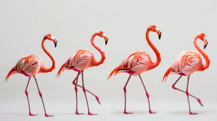 Graceful flamingos strike elegant poses