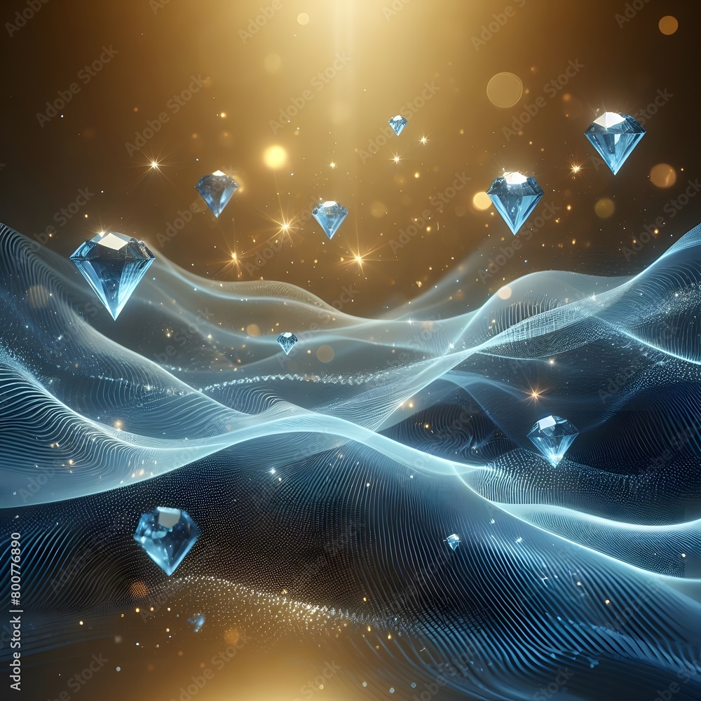 Poster abstract background with diamond. 3d rendering, 3d illustration generated by ai