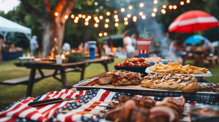 Memorial Day barbecues and picnics bring communities together to celebrate the freedoms that service members have fought and died to protect. - obrazy, fototapety, plakaty