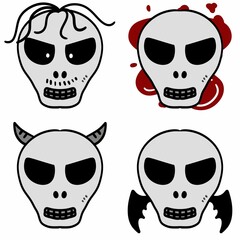 halloween skull set. illustration
