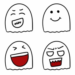 happy ghost set on white background