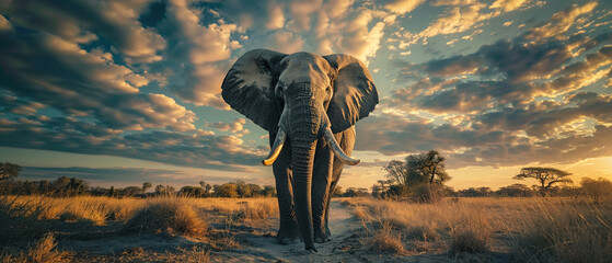 Powerful elephants command attention with their majestic presence - obrazy, fototapety, plakaty