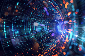 Obraz premium Quantum computing technology is depicted through abstract images of qubits and quantum circuits