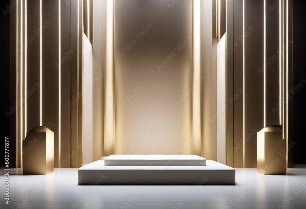 Poster 'square empty rays minimal scene showcase levels frame product golden render background monochrome a