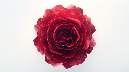 Red rose 3d flower illustration Isolated on white background.
