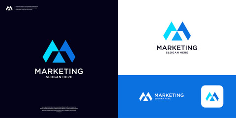Geometric letter Marketing logo design inspiration.