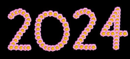 number of 2020 with flower background