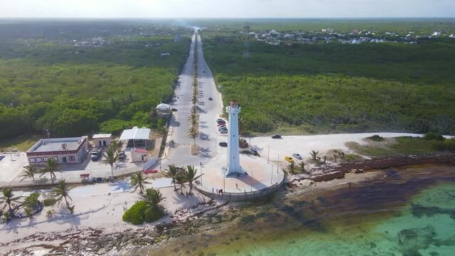 Aerial view of Mahahual, Quintana Roo