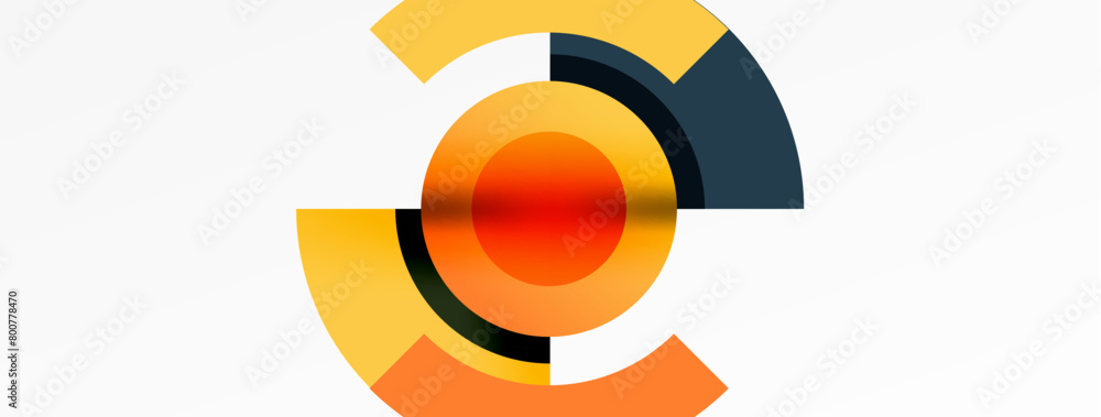 Aufkleber An artistic composition depicting a yellow and orange circle with a red center on a white background. The symmetry and color pattern create a striking visual impact
