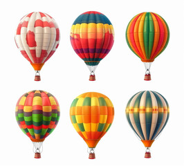 Fototapeta premium Realistic 3D Hot Air Balloons Set On white background
