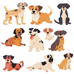 Obraz premium Collection of Cute Dogs Clipart