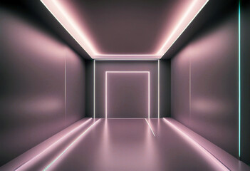 'room render walls illuminated virtual interior light exit no ultraviolet tunnel violet corridor 3d reality abstract empty background mint poduim interior neon fashion wall stage'
