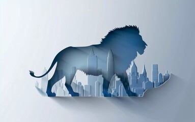 lion horizon in very nice paper cut style vector illustration