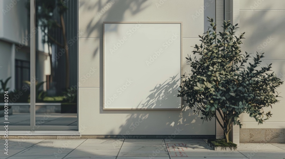 Poster elegant blank mockup of a resort map signage with a muted color palette and simple modern font. .