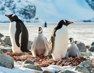 Obraz premium penguins on the rocks
