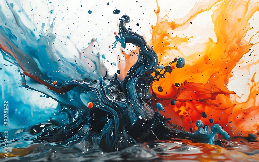 Poster fluid shapes dancing in a burst of colors