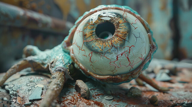 Collection of photo series showcasing the life cycle of a cyclopes monster googly eye 