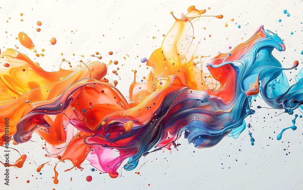 Poster fluid shapes dancing in a burst of colors