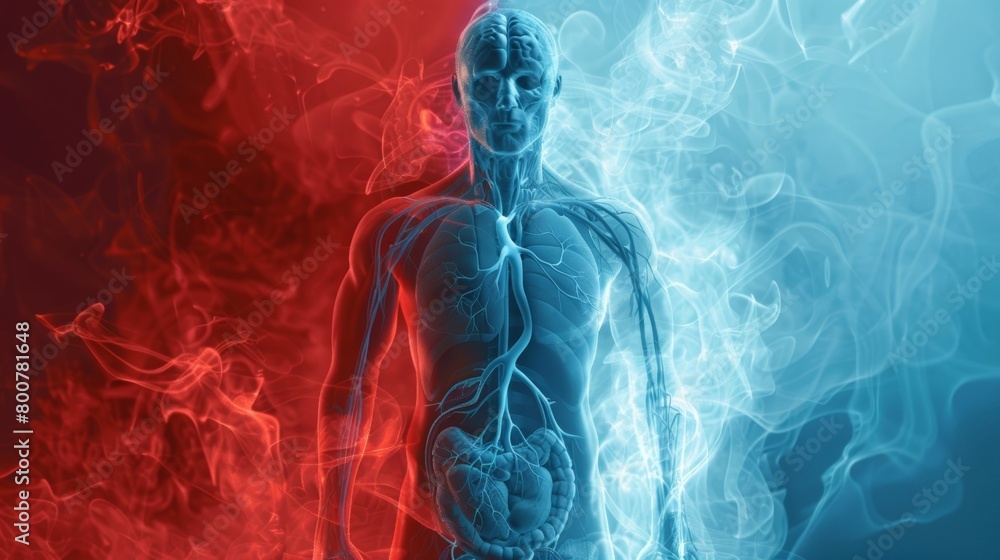 Poster a visual comparison of flow before and after heat therapy showcasing a significant increase in circu