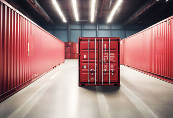 'container red isolated cargo shipping freight transport export storage metal transportation three-dimensional import industry white ship delivery warehouse box industrial'