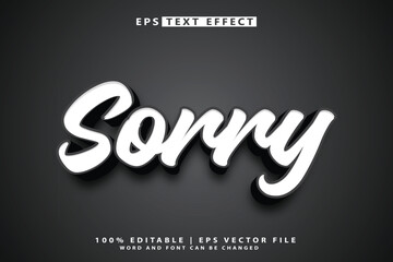 sorry text effect template 3d text mockup,