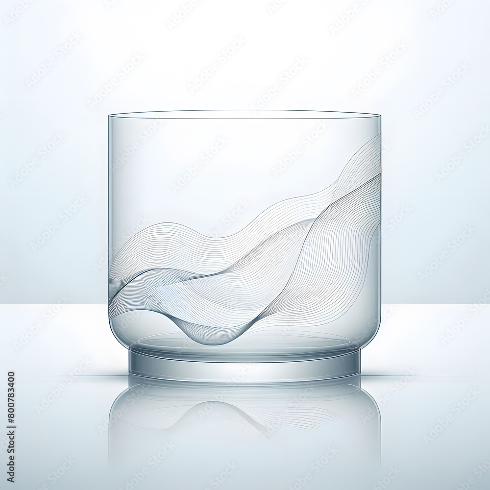 Poster abstract 3d illustration of transparent circles on white background with reflection generated by ai