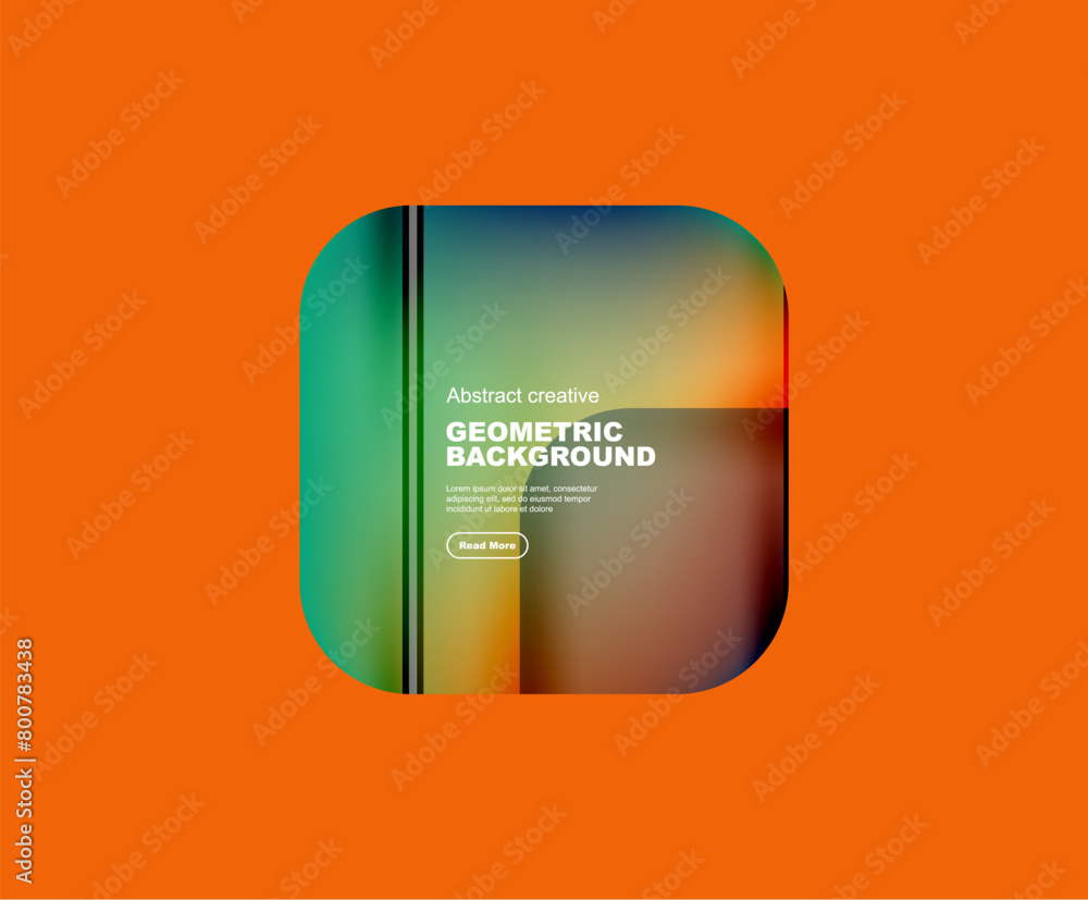 Poster A rectangle geometric background with Communication Device gadget on an orange backdrop. Includes fonts, electronic devices, logos, and multimedia graphics