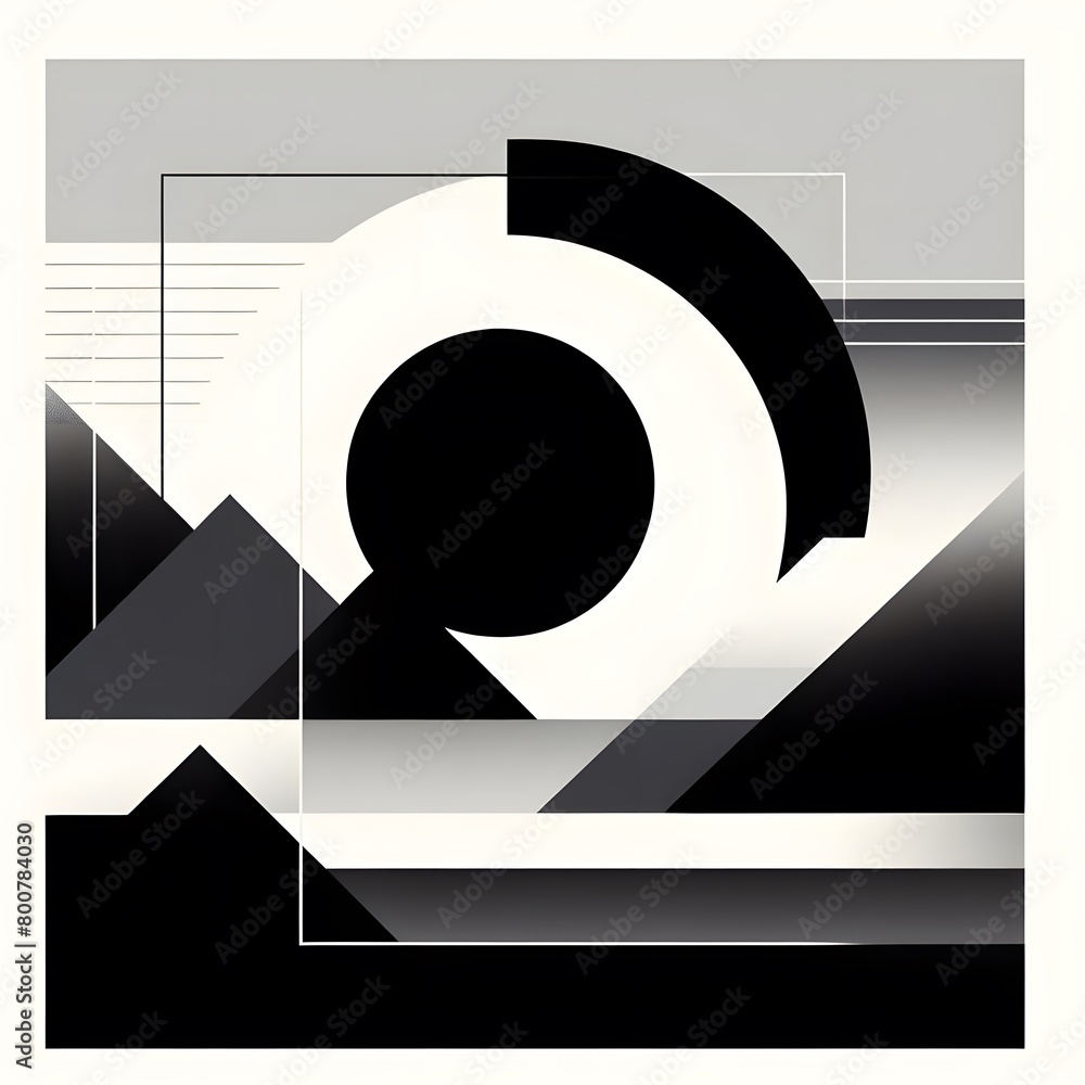 Poster abstract geometric background with circles and lines. 3d render illustration generated by ai