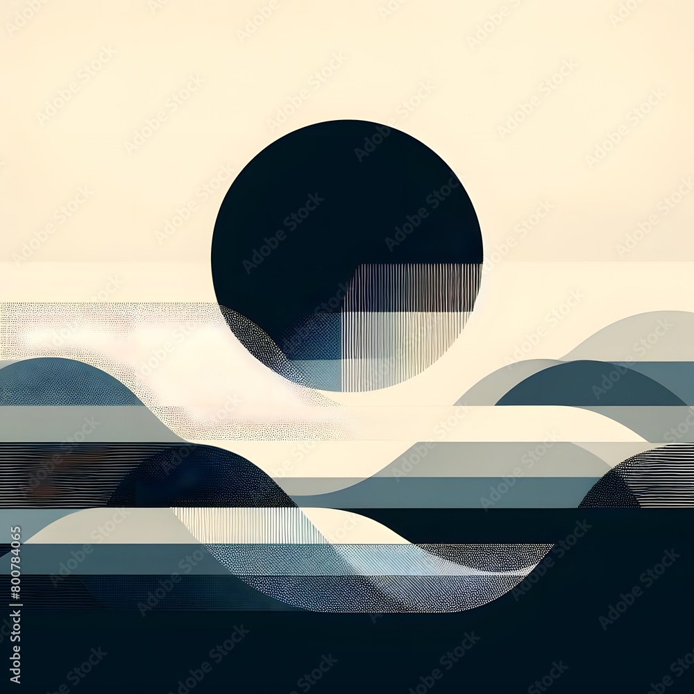 Aufkleber abstract geometric background with circles and lines. 3d render illustration generated by ai