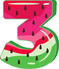 Watermelon Alphabet Number 3 design