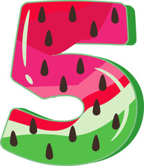 Watermelon Alphabet Number 5 design