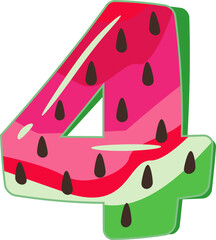 Watermelon Alphabet Number 4 design
