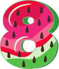 Watermelon Alphabet Number 8 design