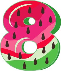 Watermelon Alphabet Number 8 design
