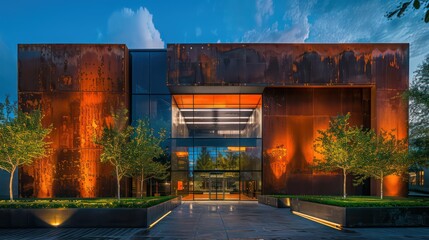 editorial style , Museum, Exterior, CORTEN STEEL facade