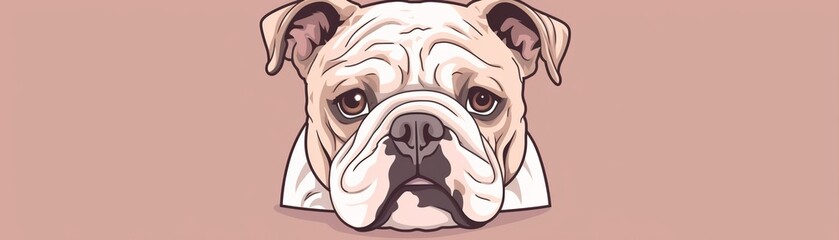 A cartoon illustration of an English Bulldog - obrazy, fototapety, plakaty