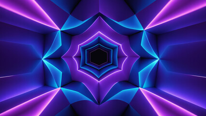 3D Abstract Futuristic Shape background, Blue Purple Neon glow Aesthetic Background
