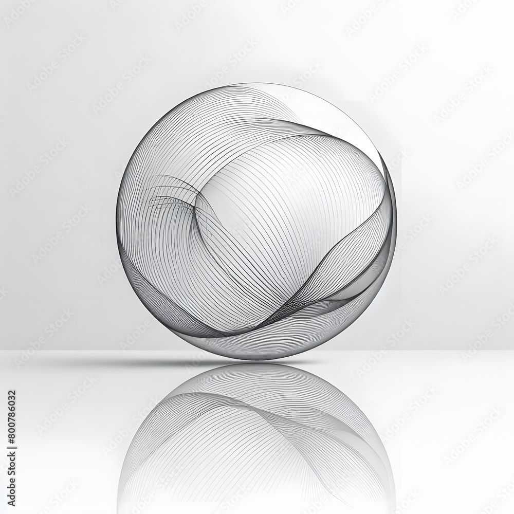 Poster abstract 3d sphere with lines on a white background. vector illustration generated by ai