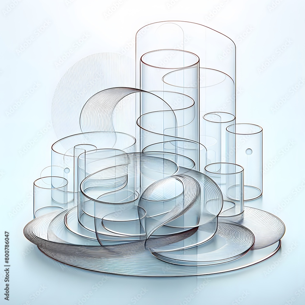 Aufkleber abstract 3d sphere with lines on a white background. vector illustration generated by ai