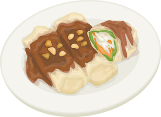 Malaysian Food Popia Basah Illustration