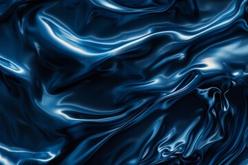 Obraz premium Blue silk fabric with soft waves.