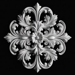 ornament with white and grey pattern on black