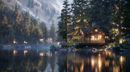 nice cabin in the woods by a beautiful lake