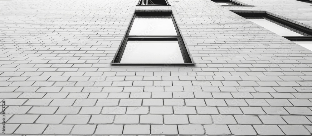 Aufkleber the monochrome image showcases a tall structure with a single prominent window, emphasizing architec