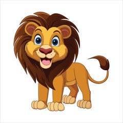 Standing lion isolated on a white background. Body side view. Vector stock