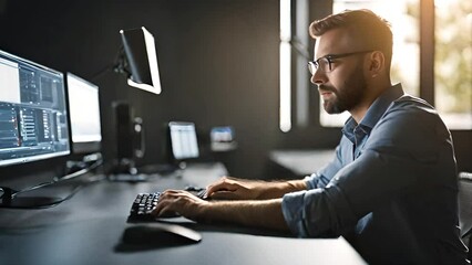 Engineer Doing 3D CAD Model Design On Computer