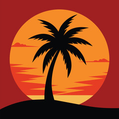 Palm Tree Sunset vector design