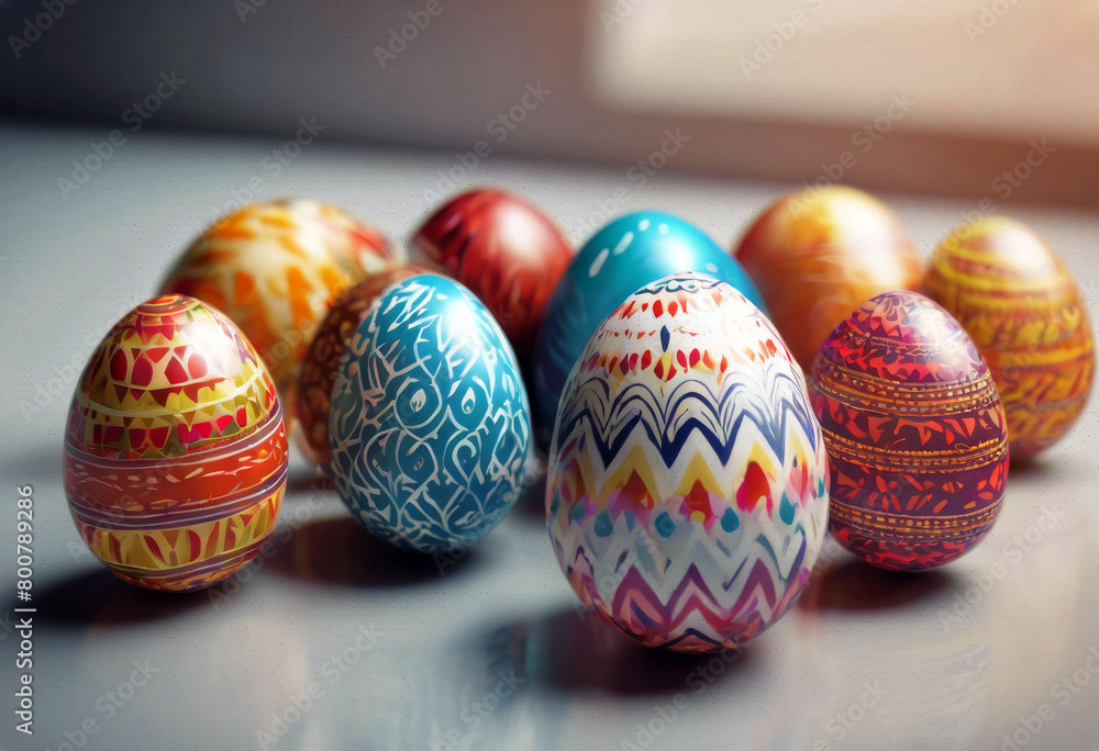 Poster 'background set easter eggs vector illustration egg white colorful patterns pattern texture design k