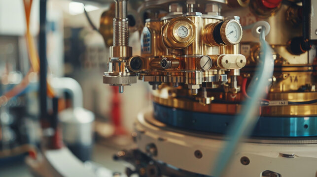 Complex scientific apparatus possibly part of a laboratory setup; includes precision instruments and electronics, suggesting advanced research or industrial application.